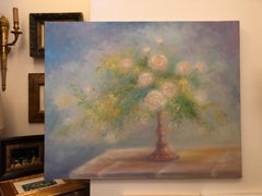 Bright and Vivid Painting Oil on Canvas "Vase with Roses, Signed by Jean Fernand