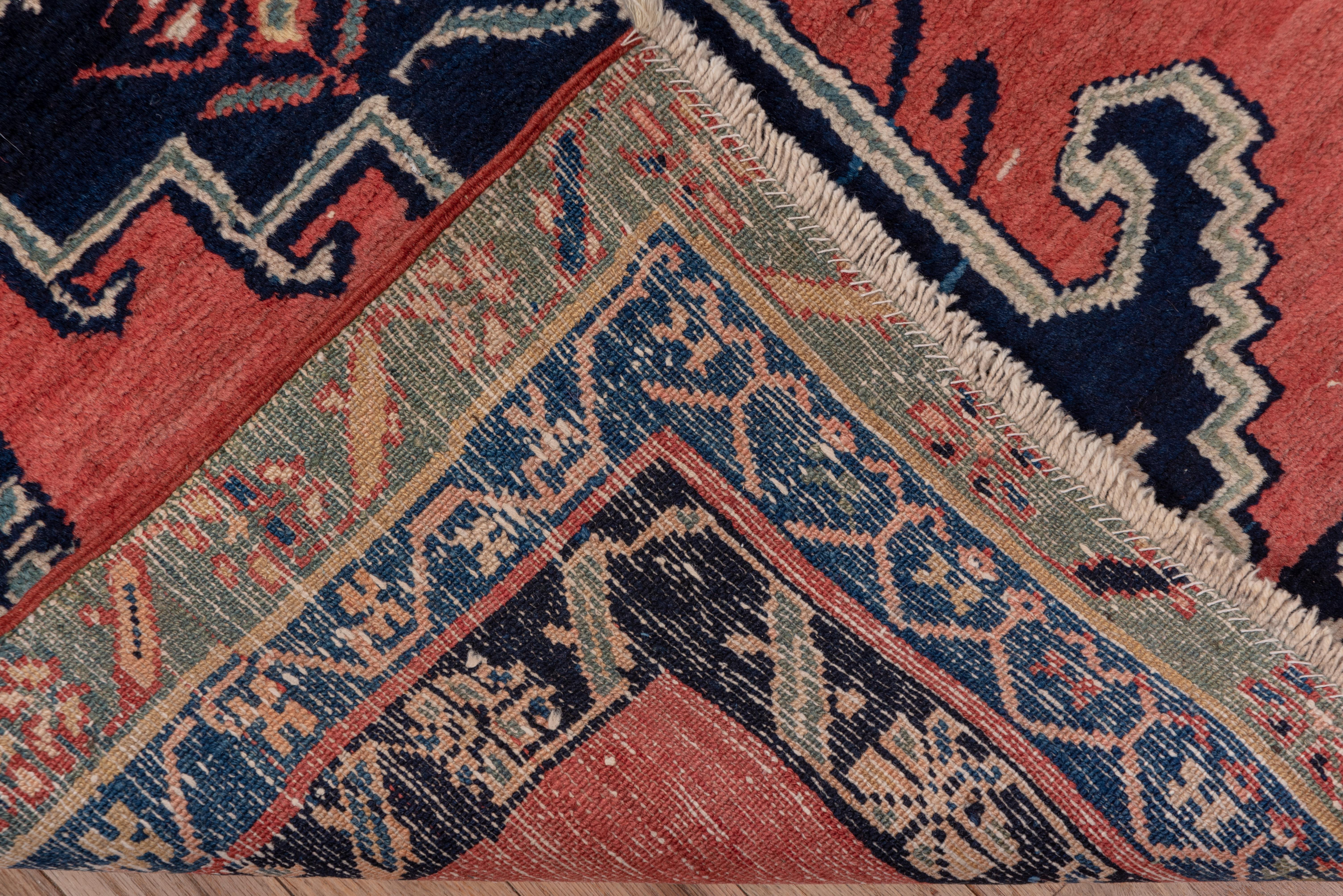 Hand-Knotted Bright Antique Persian Malayer Runner, Red Field, Triple Colorful Border For Sale