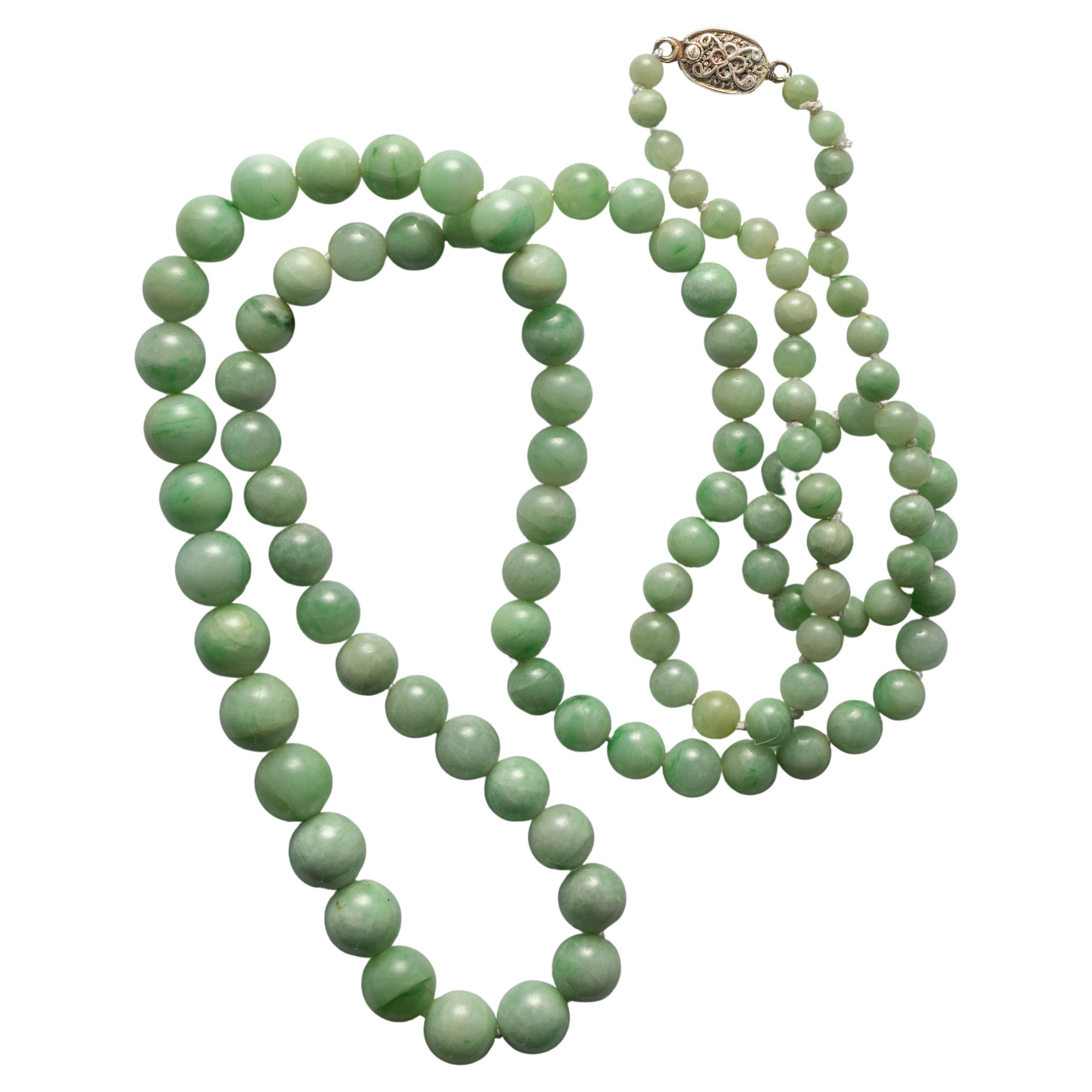 Bright Apple Green Jadeite Jade Necklace Certified Untreated For Sale