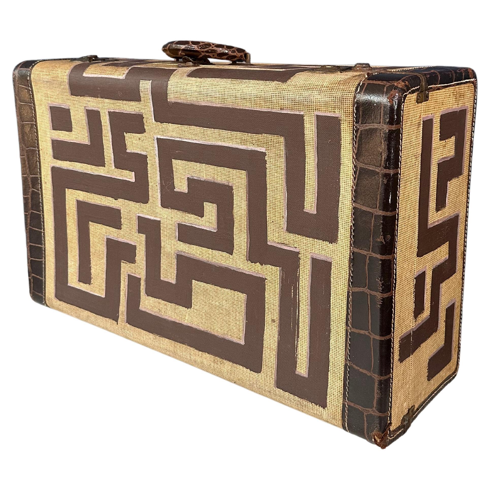 Bright Beige Suitcase with black pattern