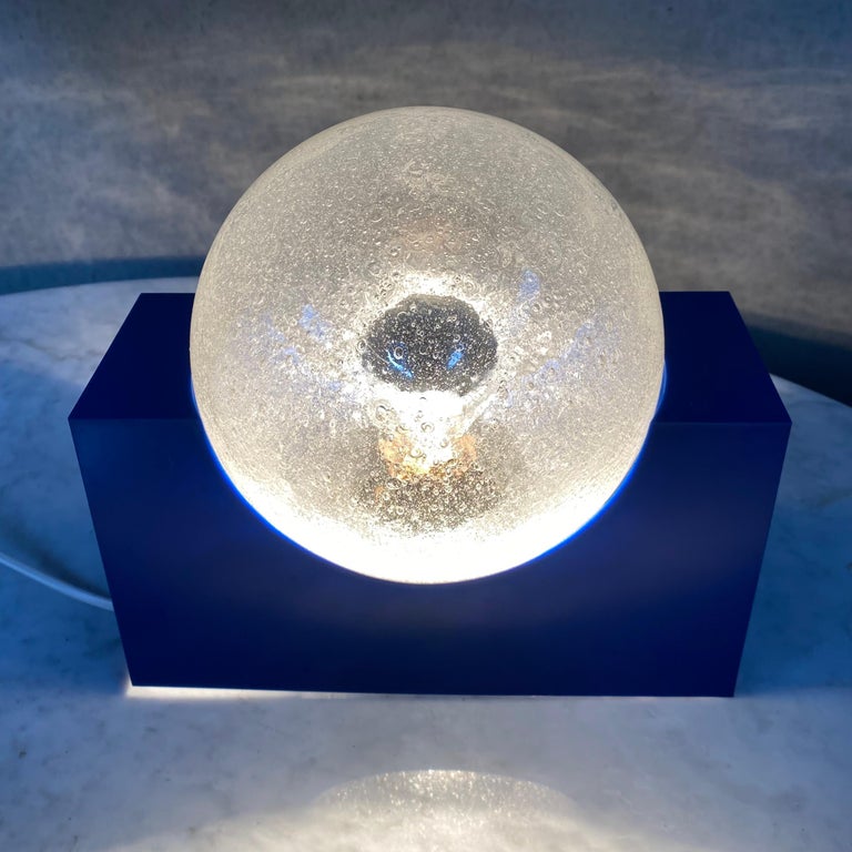 Bright Blue Acrylic Base and Bubble Glass Sphere by RAAK Amsterdam