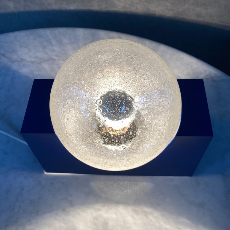 Bright Blue Acrylic Base and Bubble Glass Sphere by RAAK Amsterdam