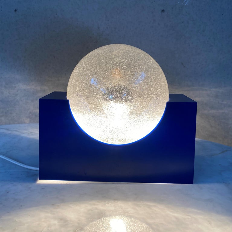Bright Blue Acrylic Base and Bubble Glass Sphere by RAAK Amsterdam
