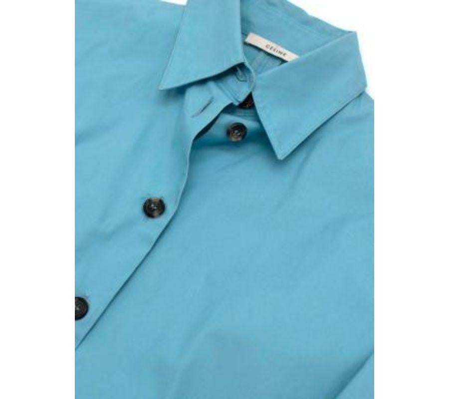 Women's Bright Blue Belted Cotton Shirt For Sale