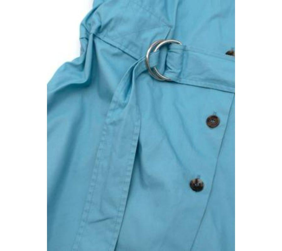 Bright Blue Belted Cotton Shirt For Sale 1