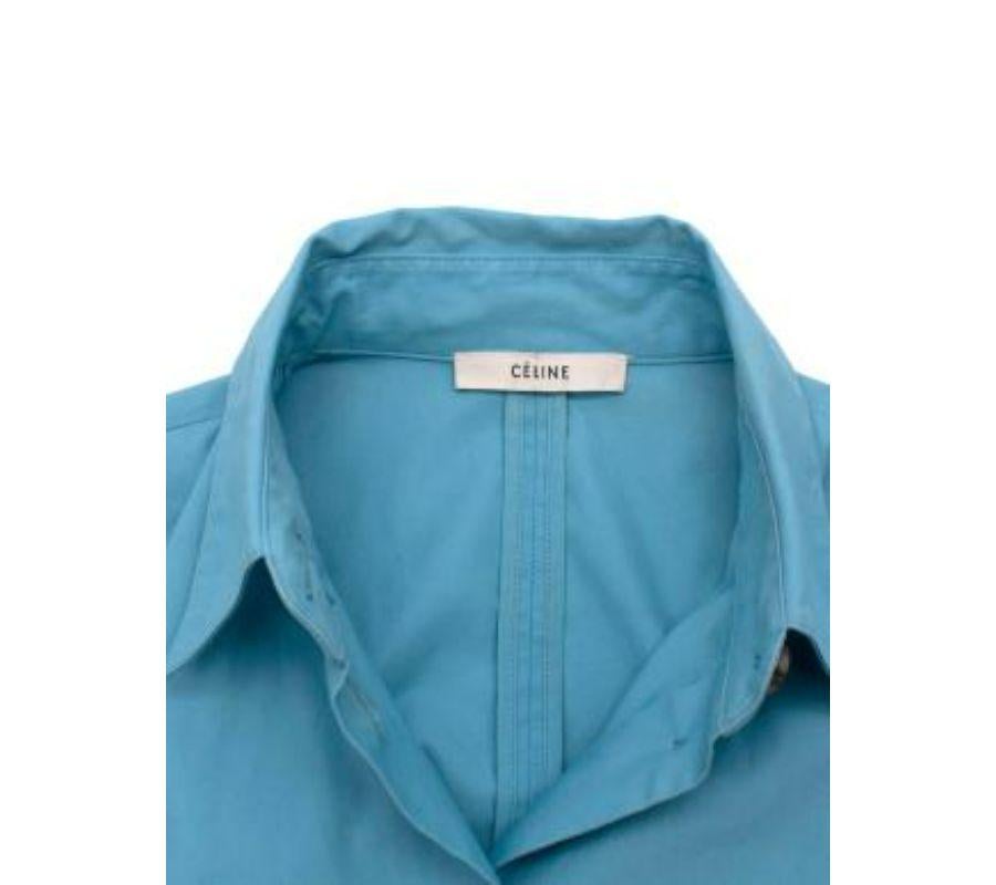 Bright Blue Belted Cotton Shirt For Sale 2