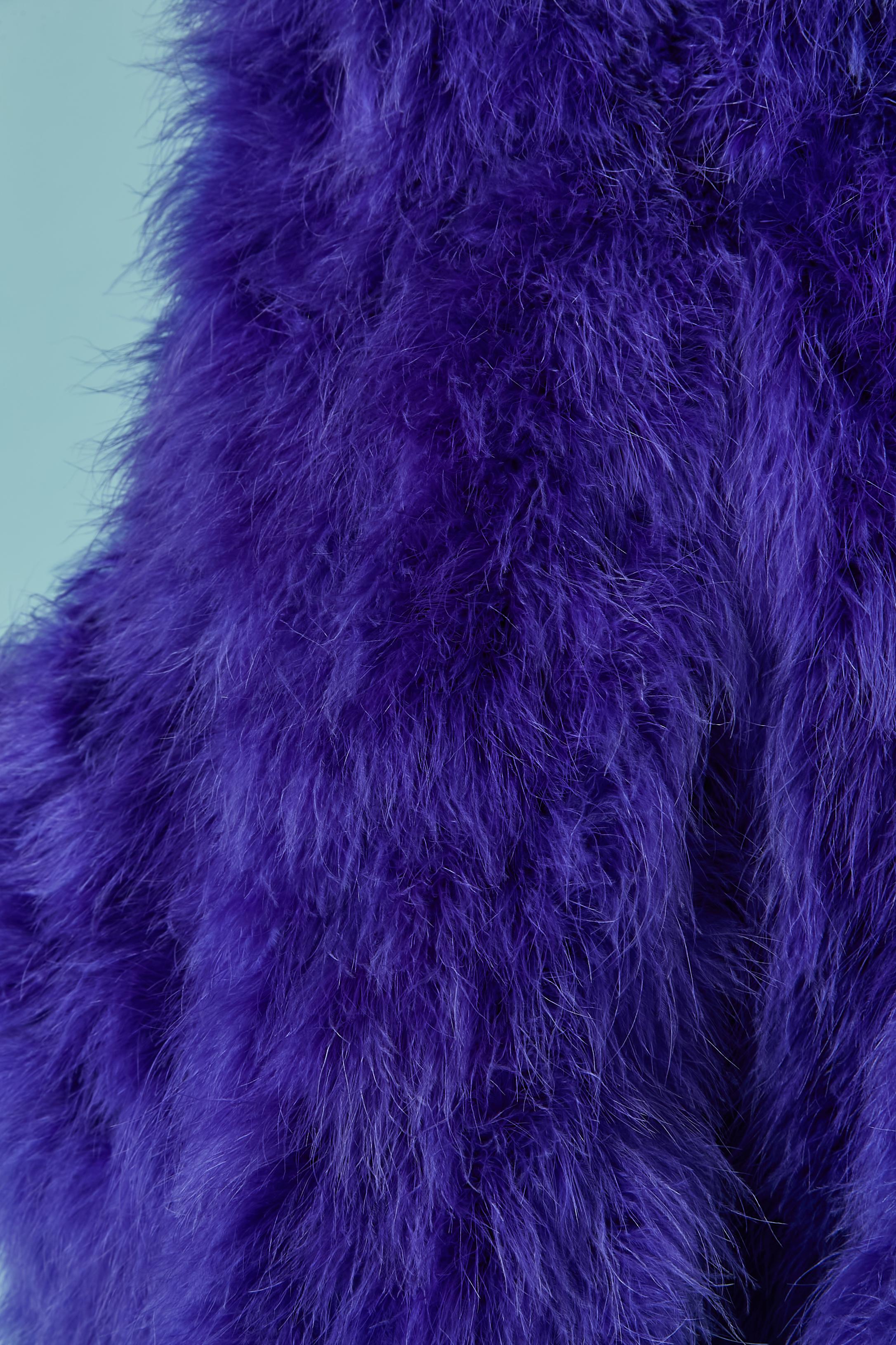 Blu Gilet lungo senza maniche con piume blu brillante Sonia Rykiel in vendita