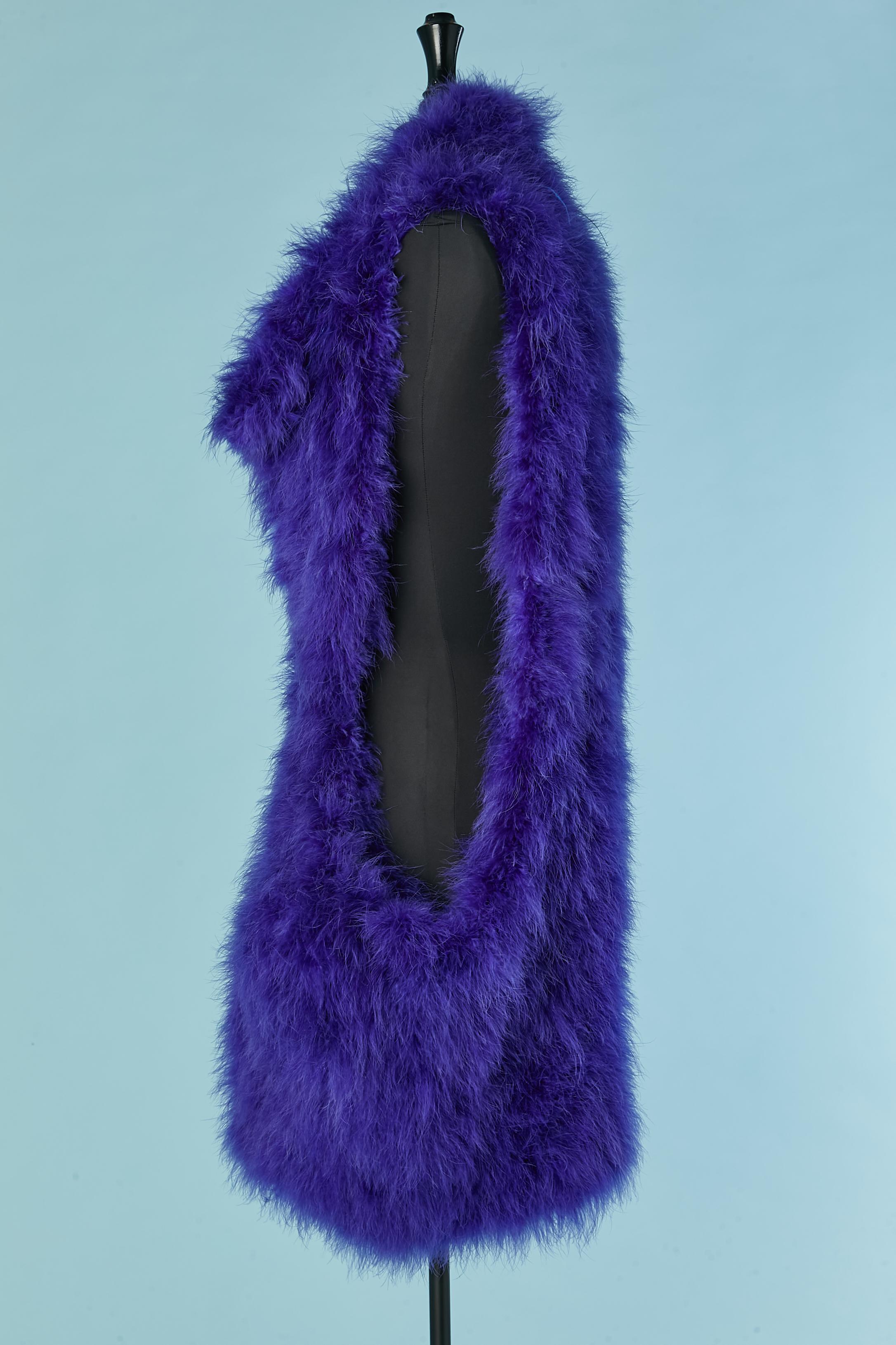 Gilet lungo senza maniche con piume blu brillante Sonia Rykiel In condizioni ottime in vendita a Saint-Ouen-Sur-Seine, FR