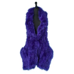 Bright blue feather long sleeveless vest Sonia Rykiel