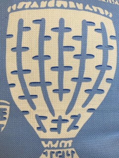Bright Blue Festive Pot Print With White Heavy Cotton Linen