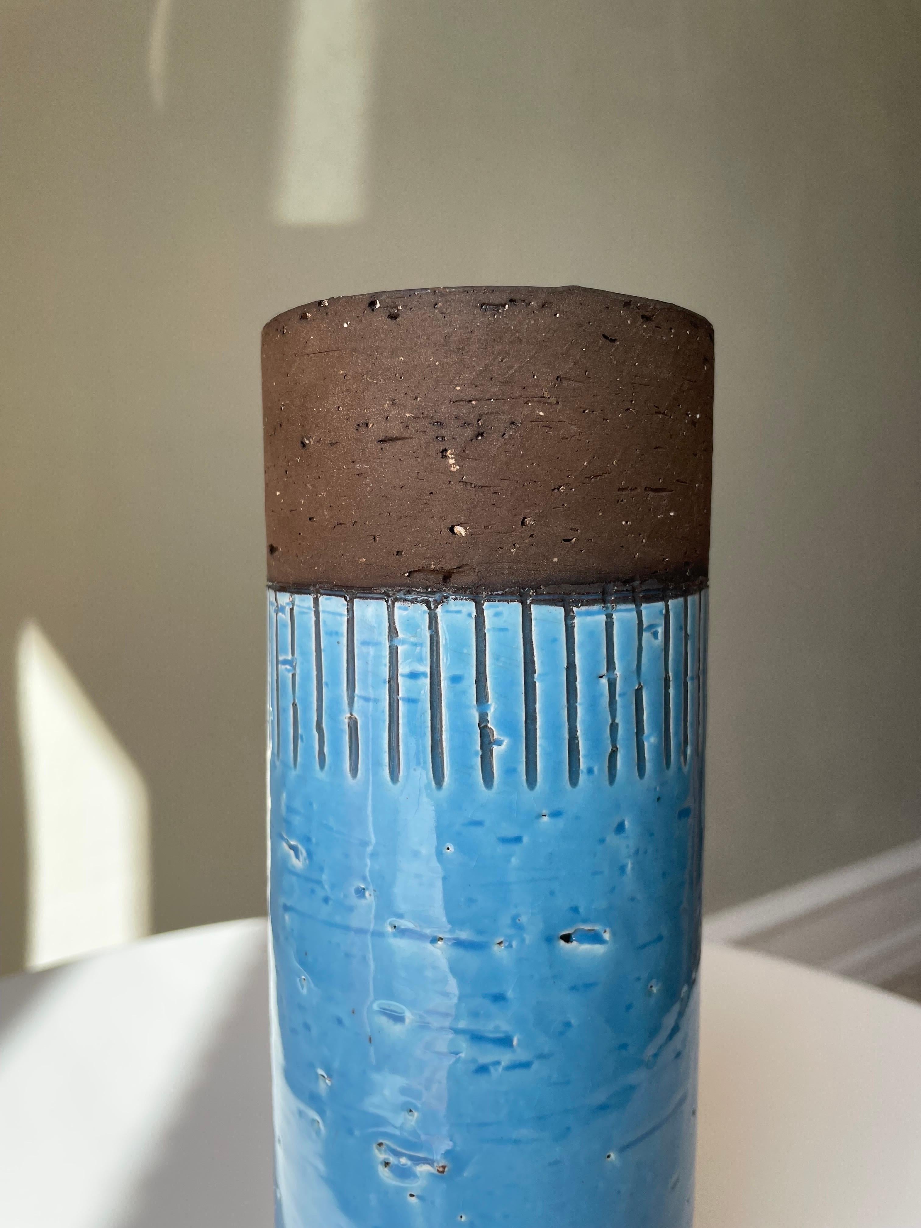 Mid-Century Modern Bright Blue Swedish 1960s Ceramic Vase, JIE Gantofta For Sale