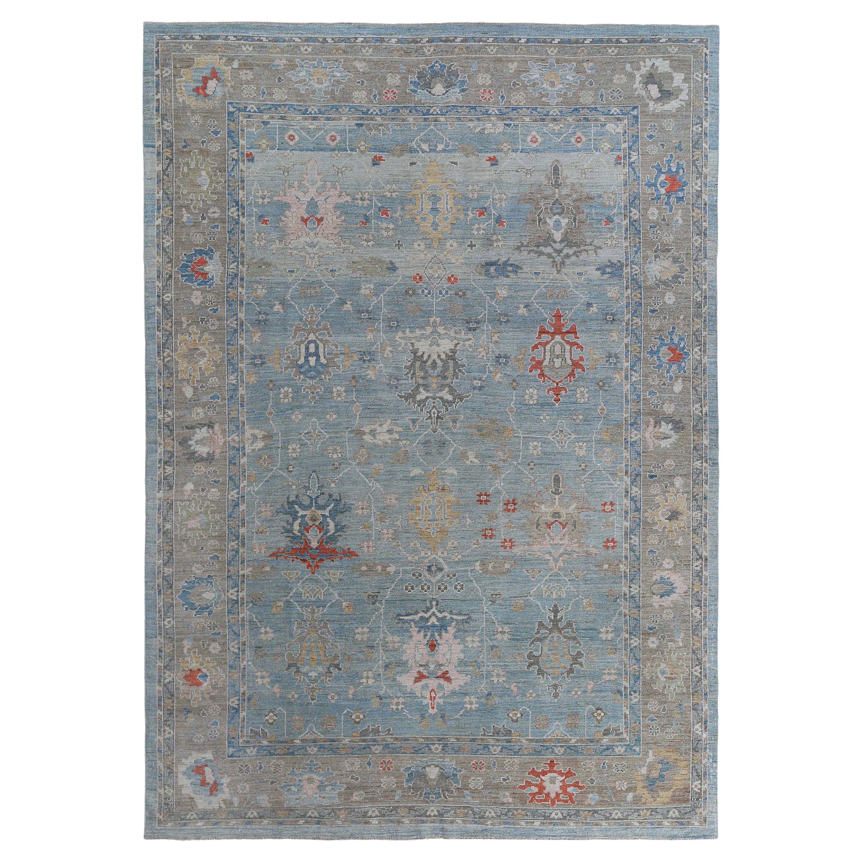 Afghanistan Sultanabad Area Rugs Circa 1990 - Wool Blue Design - 95478