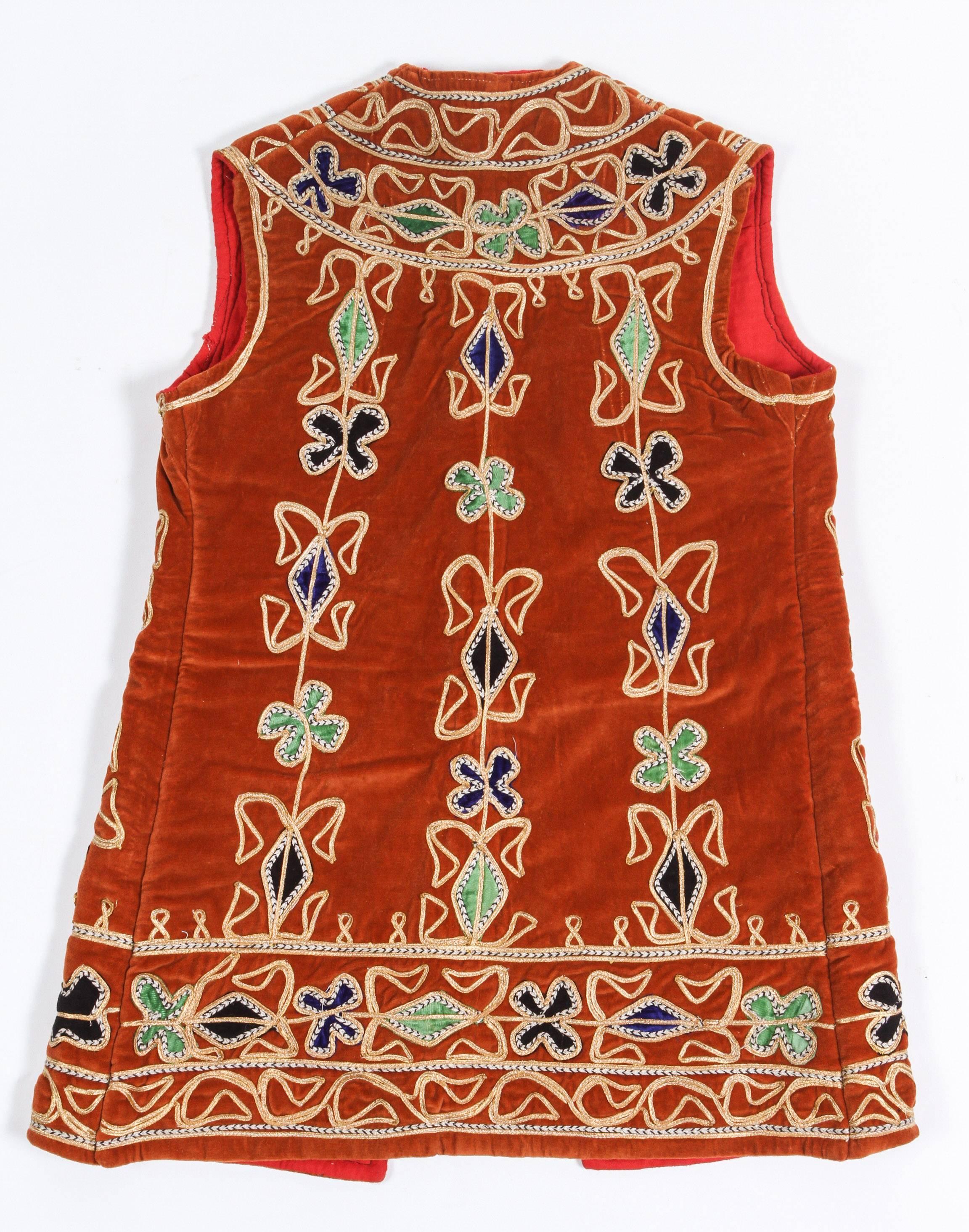 Women's or Men's Vintage Bohemian Turkish Red Vest For Sale