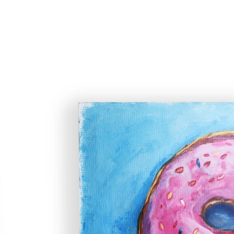 Bright Bold Blue and Pink Outsider Painting of Donut 20th Century In Excellent Condition In Oklahoma City, OK