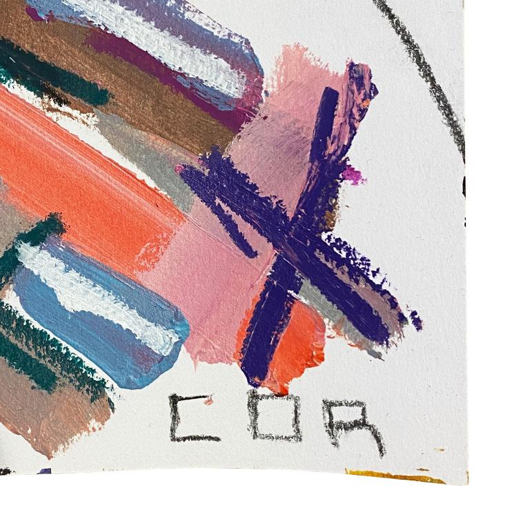 Un pezzo favoloso per gli amanti dell'arte postmoderna. Questo pezzo è caratterizzato da linee cubiste, colori vivaci e audaci e una texture meravigliosa. Raffigura il ritratto di una figura e si intitola 