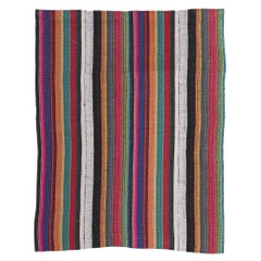 Bright Bold Vintage and Modern Handwoven Rainbow Stripe Kilim Rug