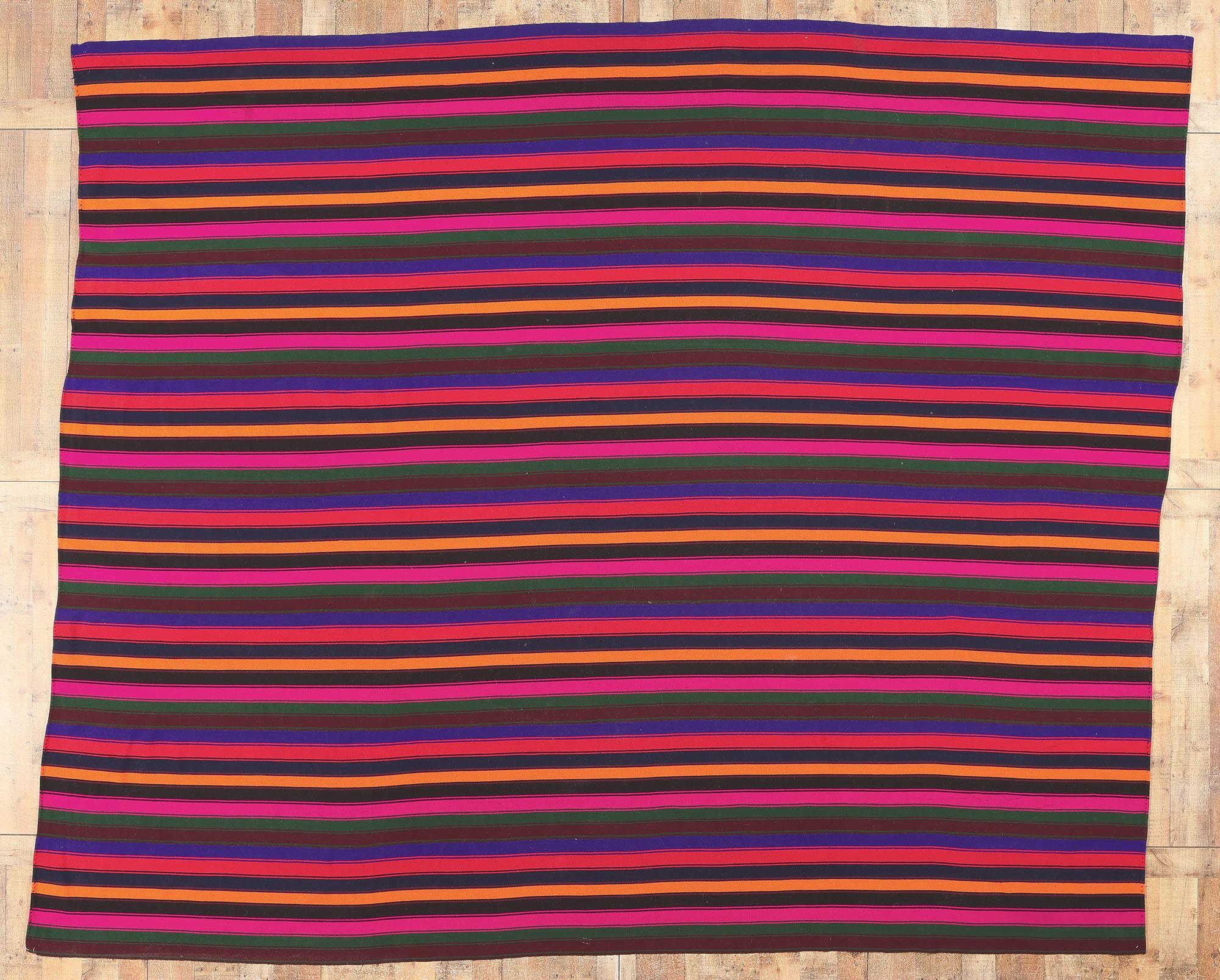 Bright Bold Vintage and Modern Handwoven Striped Kilim Rug For Sale 3