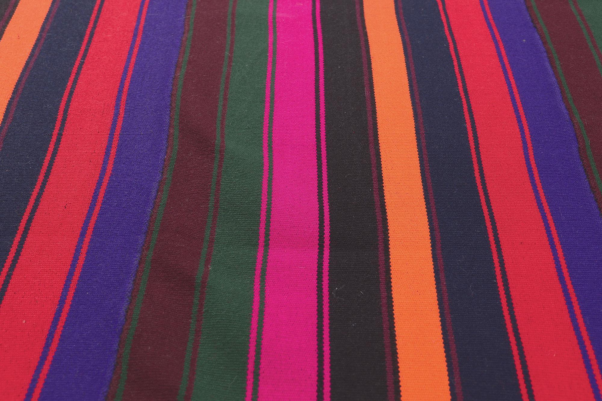 Bright Bold Vintage and Modern Handwoven Striped Kilim Rug In Good Condition For Sale In Dallas, TX
