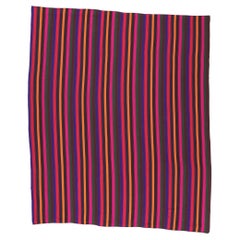 Bright Bold Vintage and Modern Handwoven Striped Kilim Rug
