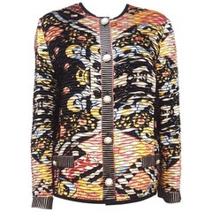 Bright Botto Multi Color Silk Pleated Jacket with Pearl 
Crystal Buttons