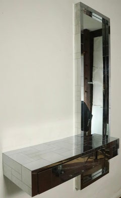 Specchio da console cromato lucido di Paul Evans