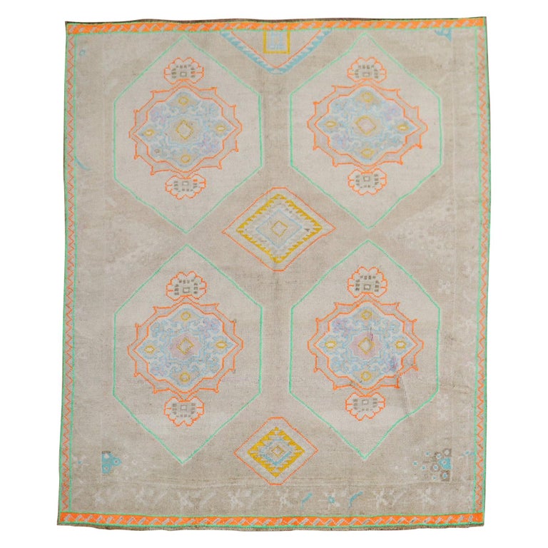Bright Color Pop Square Turkish Rug For Sale at 1stDibs