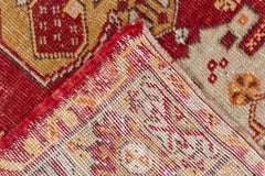 Bright Colored Antique Turkish Oushak Scatter Rug, Red & Yellow Tones