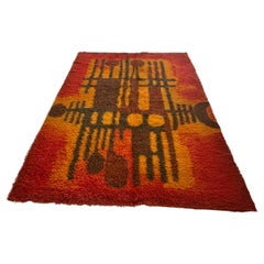 Bright Colorful 1960s Danish Rya Rug