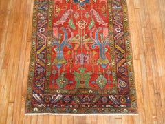 Bright Colorful 20th Century Traditional Wool Persian Heriz Wide Runner