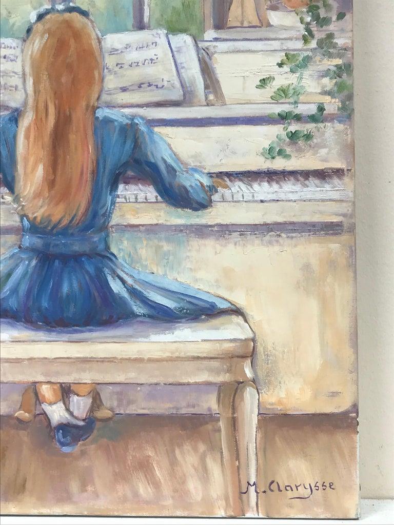 girl playing piano painting