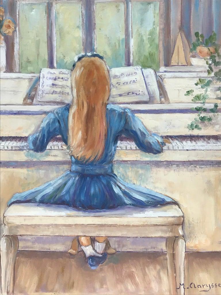 painting of girl playing piano
