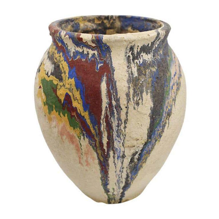Bright Colorful Ozark Roadside Ceramic Hand-Painted Drip Pottery Vase, 1930s 3