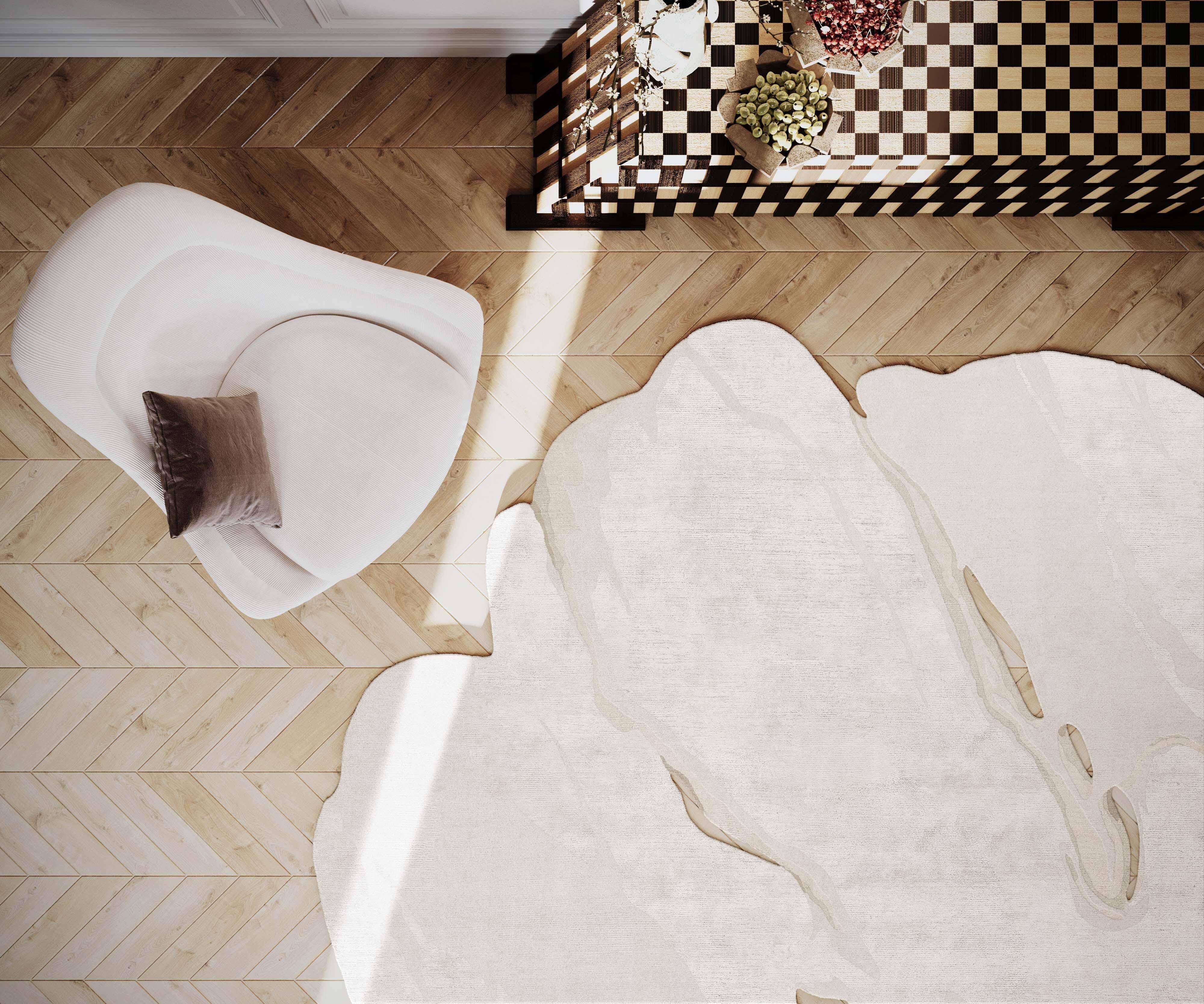 Contemporary Italian White Rug Irregular Unusual Abstract Shape ...