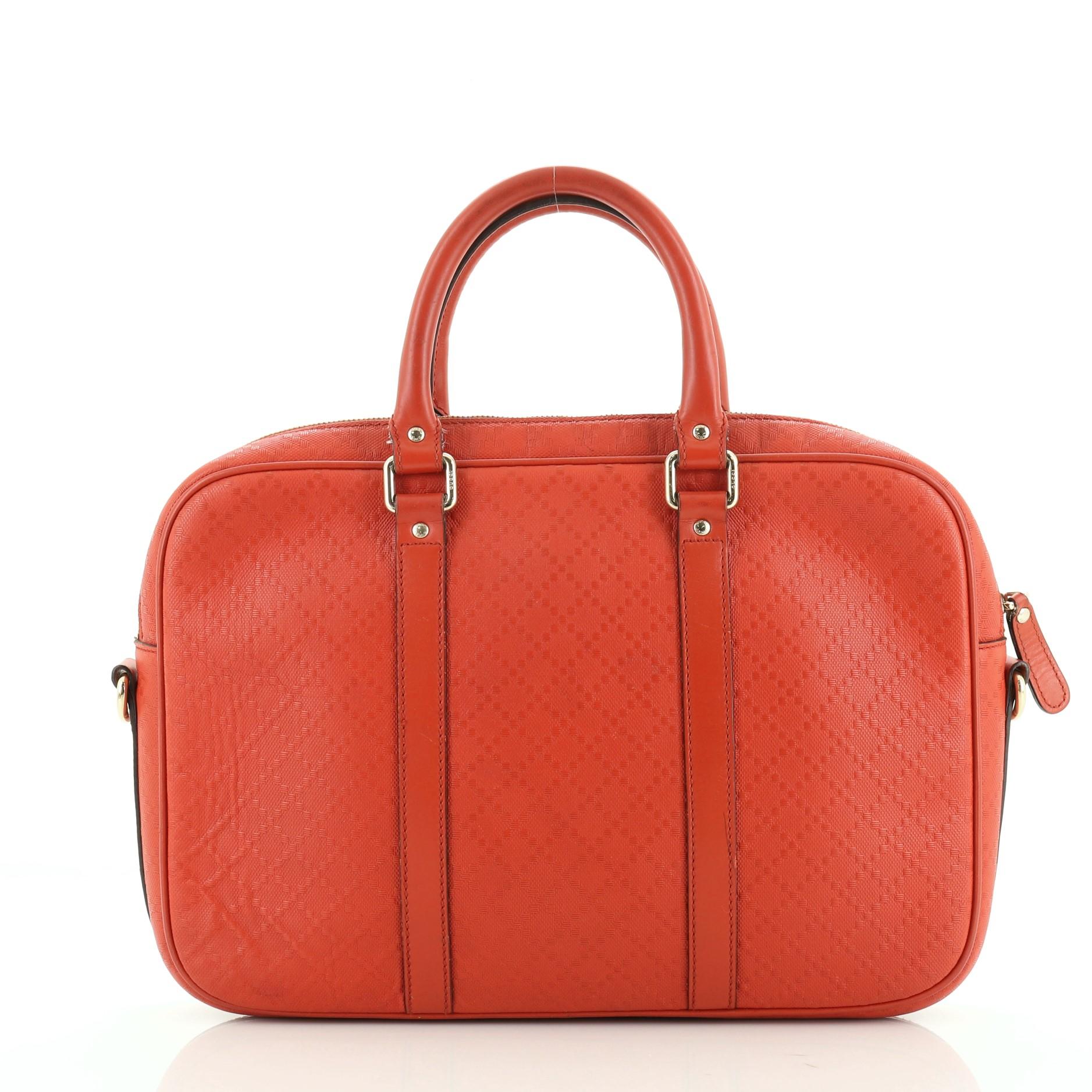Orange Bright Convertible Briefcase Diamante Leather Medium