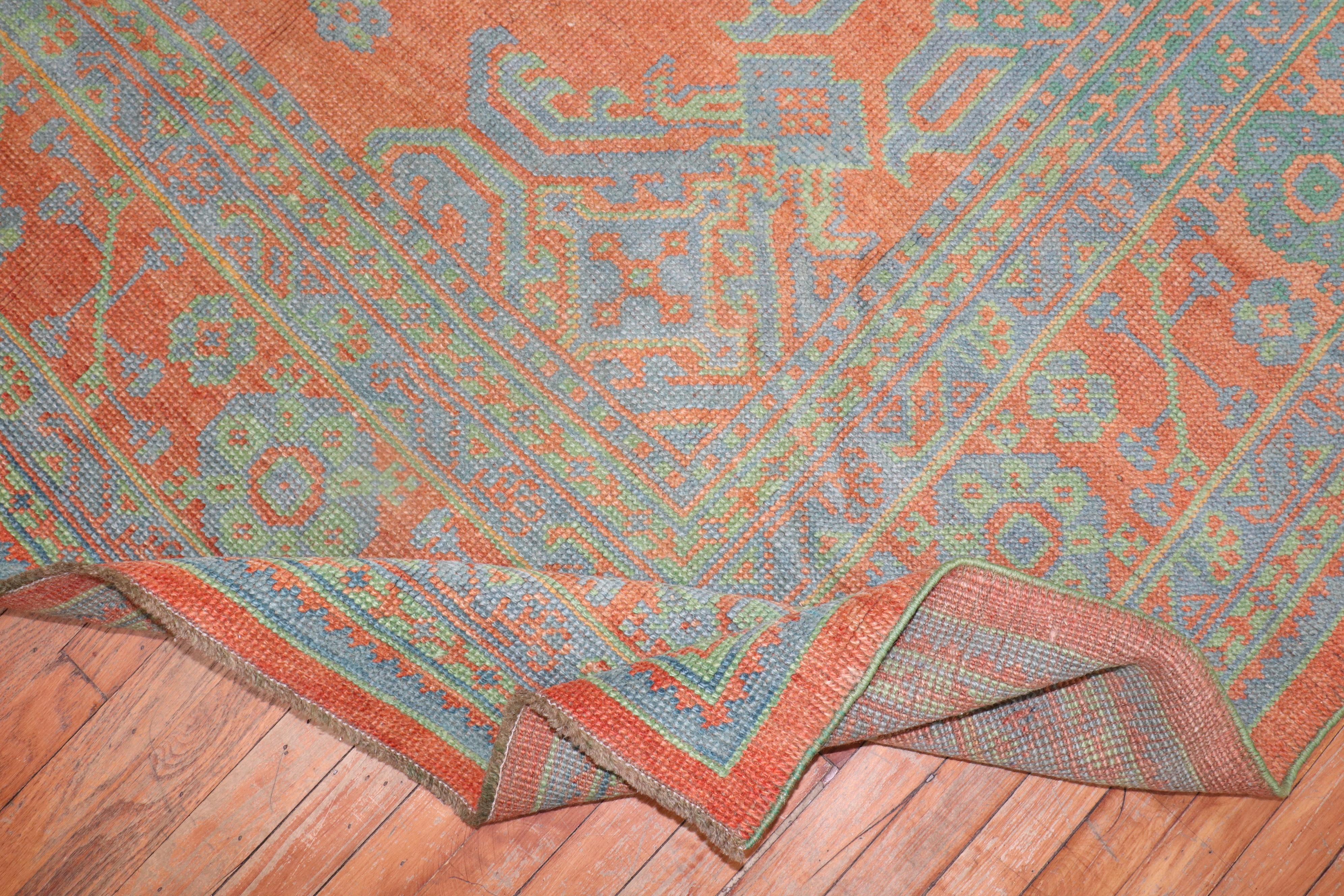 Bright coral antique Turkish Large Room size rug, circa 1920.

Measures: 11'4