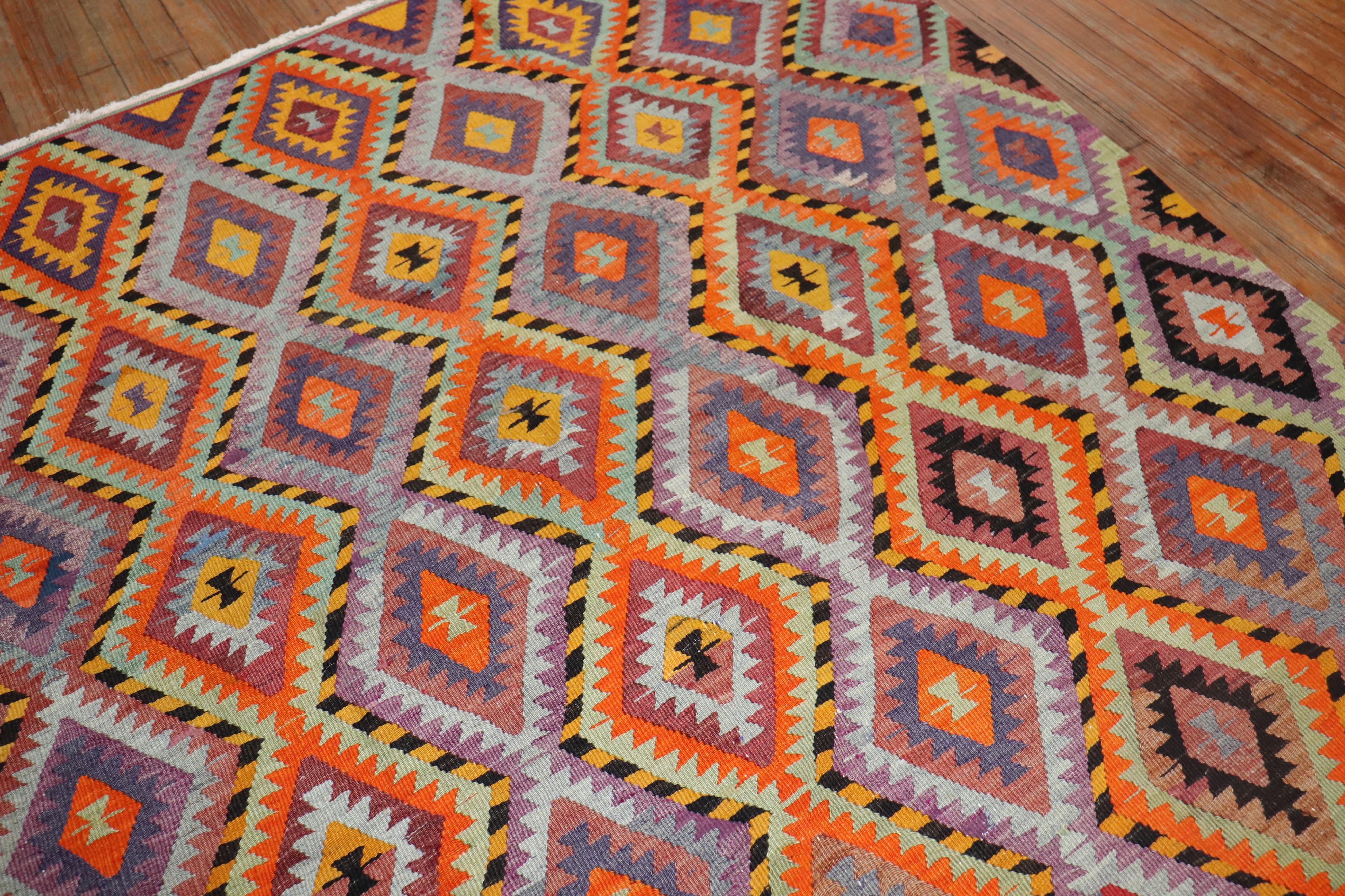 Bright Dazzling Bohemian Style Turkish Kilim In Good Condition For Sale In New York, NY