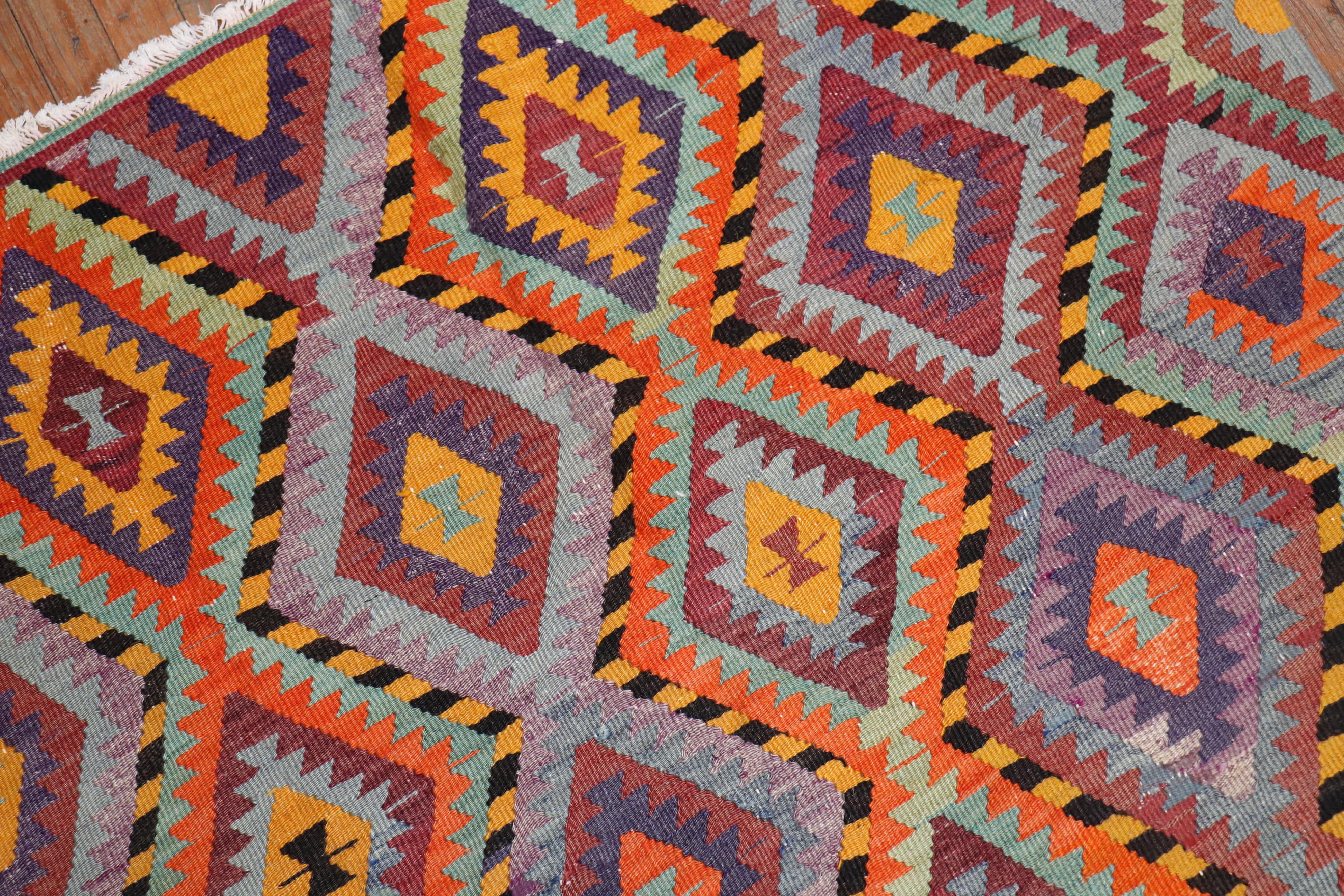 Zabihi Collection Bright Dazzling Bohemian Turkish Kilim For Sale 2