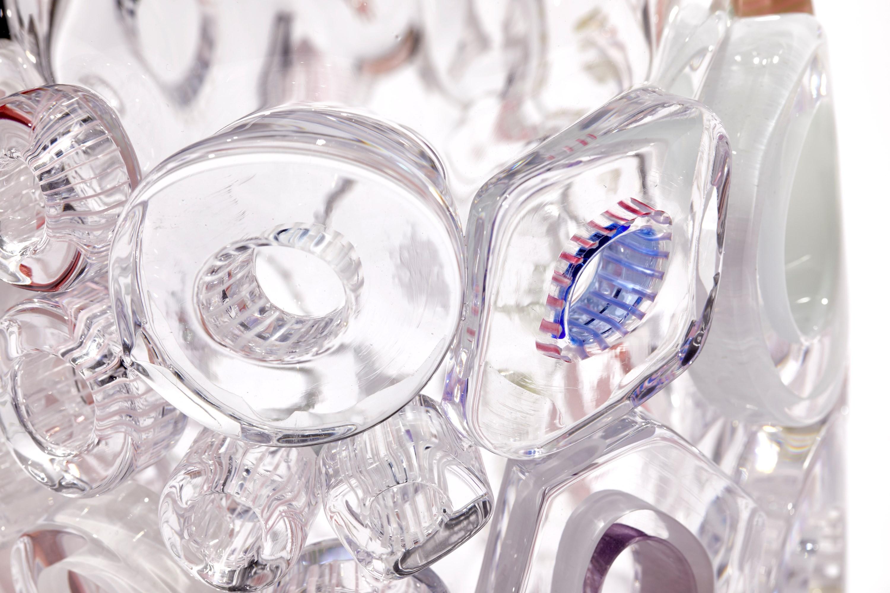 Dutch Bright Field Clear, a transparent & mixed colours glass vase by  Sabine Lintzen For Sale