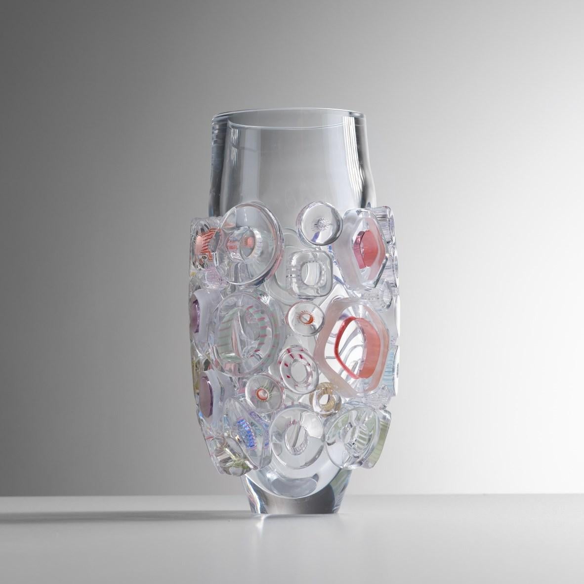 Bright Field Clear, a transparent & mixed colours glass vase by  Sabine Lintzen In New Condition For Sale In London, GB