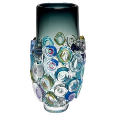 Bright Field High Shape with Green Diamonds, a Glass vase by Sabine Lintzen