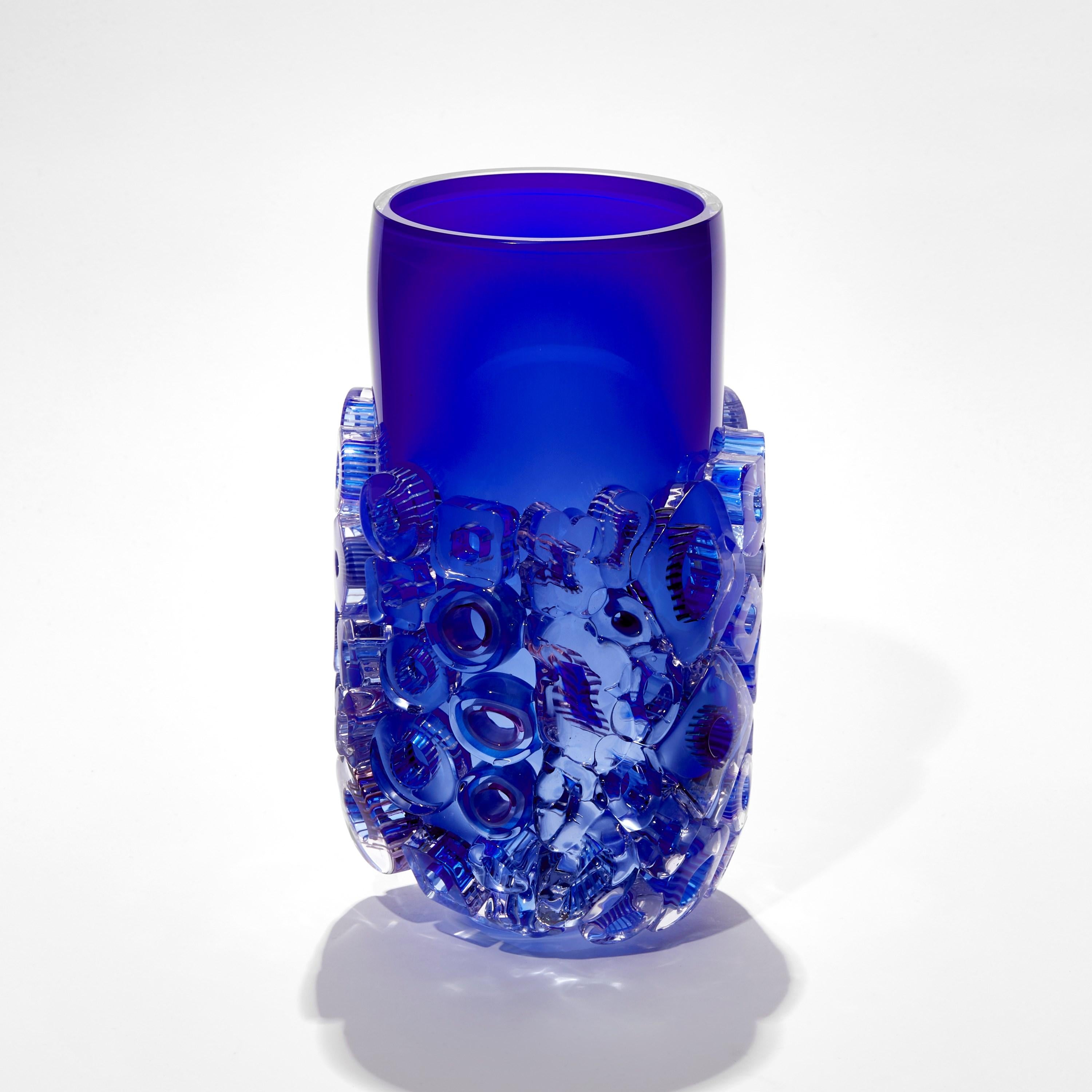 Bright Field Lapis Blue, a textured abstract glass vase by Sabine