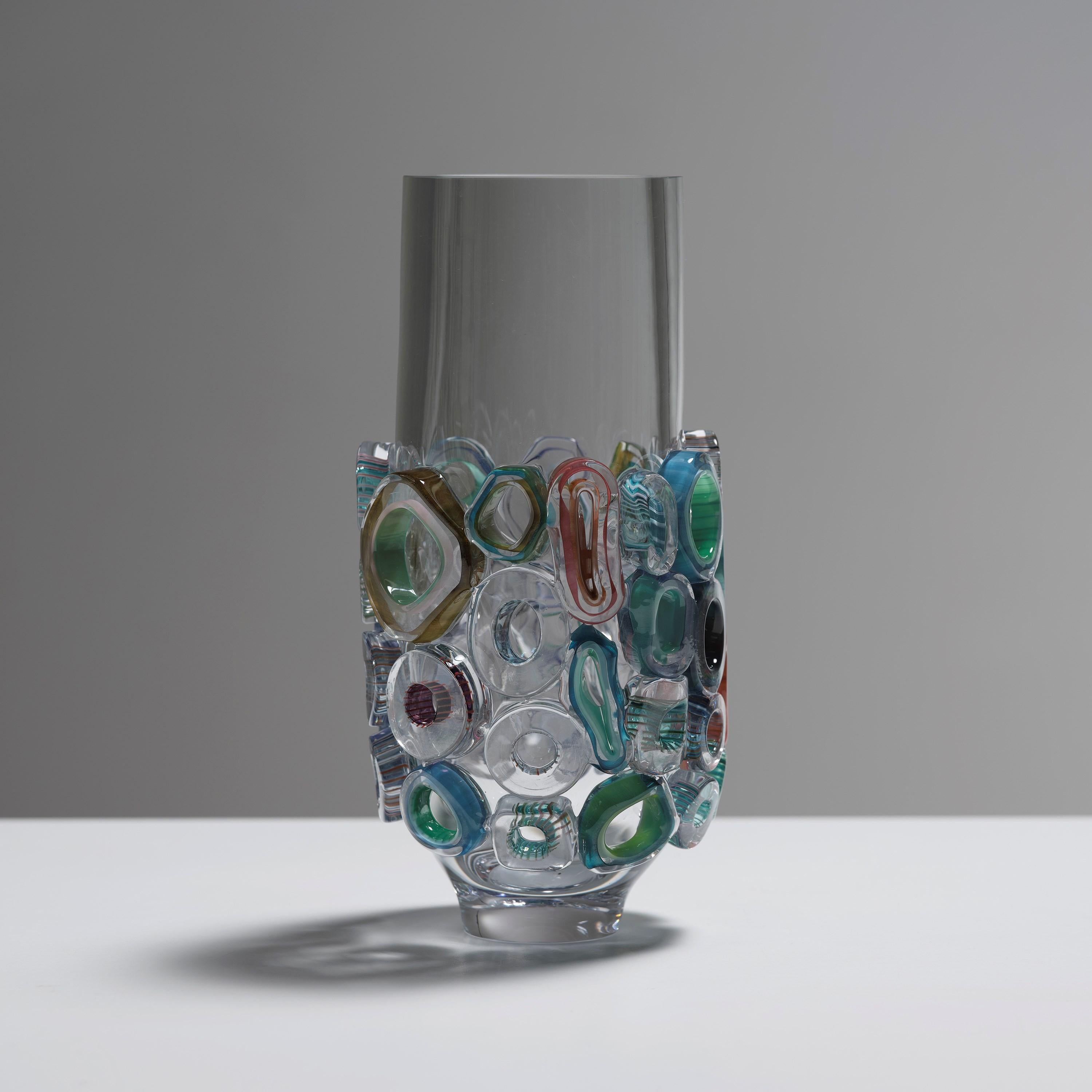 Bright Field Neutral Grey, glass vase with murrini decoration by  Sabine Lintzen In New Condition For Sale In London, GB