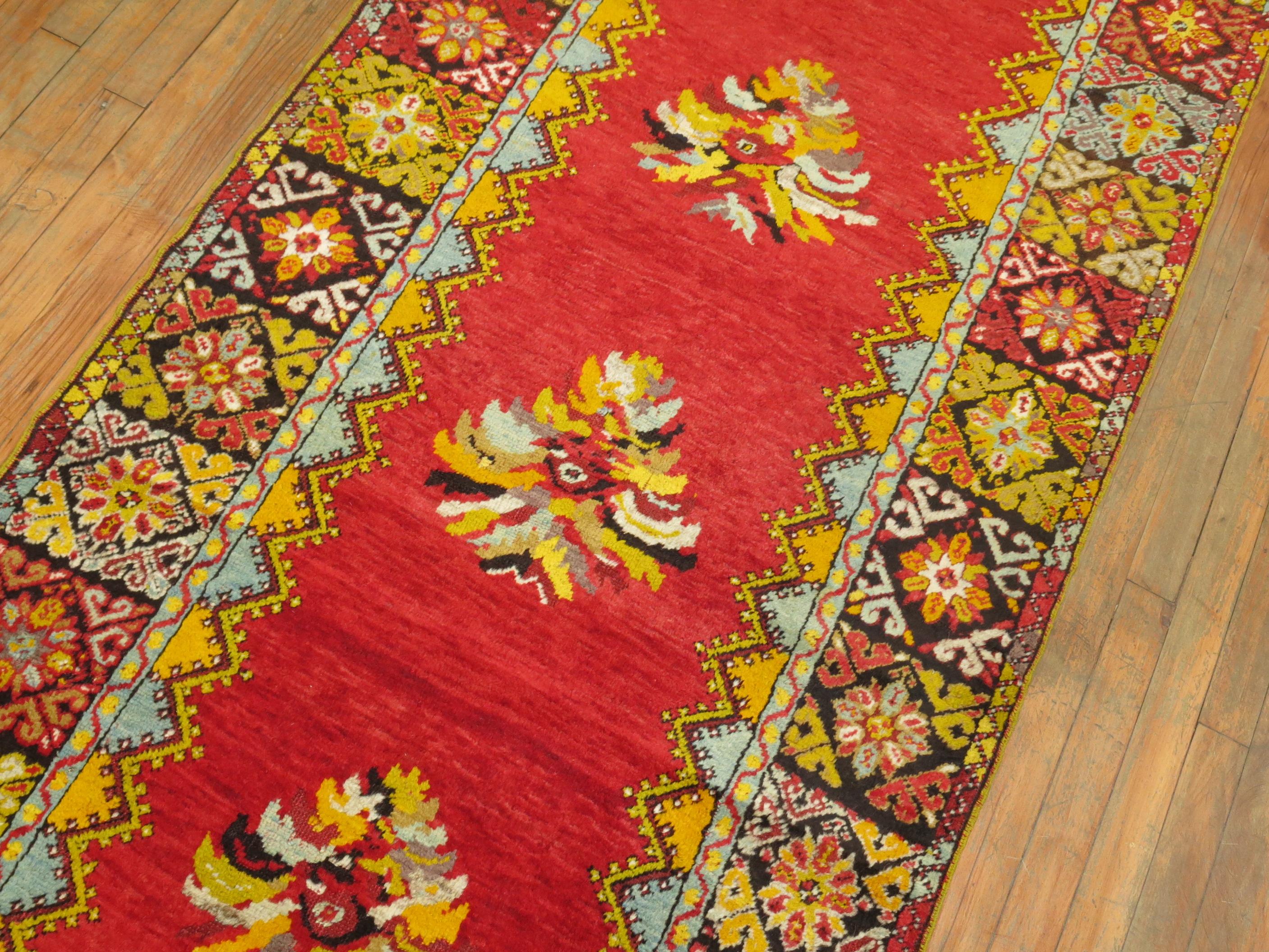 Bright Floral Turkish Runner For Sale 1