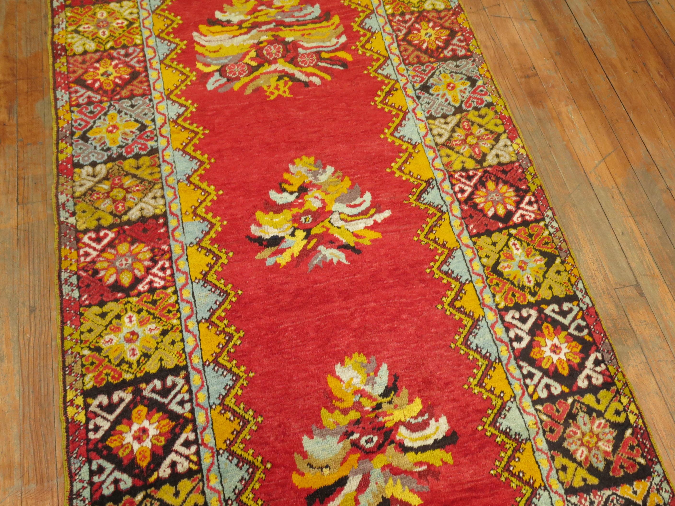 Bright Floral Turkish Runner For Sale 2