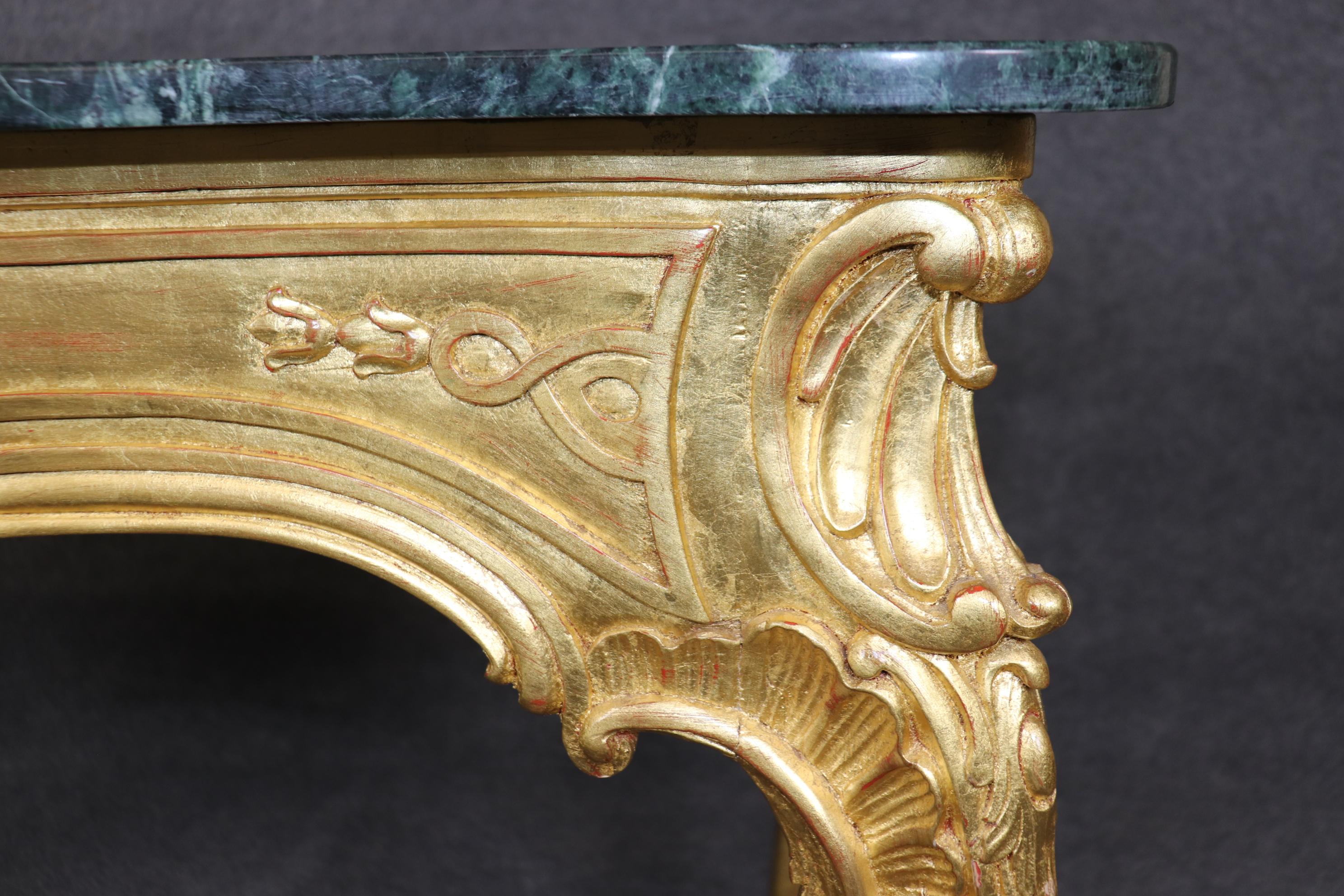 Bright Gilded Georgian Carved Walnut Marble Top Console Serving Table  For Sale 4