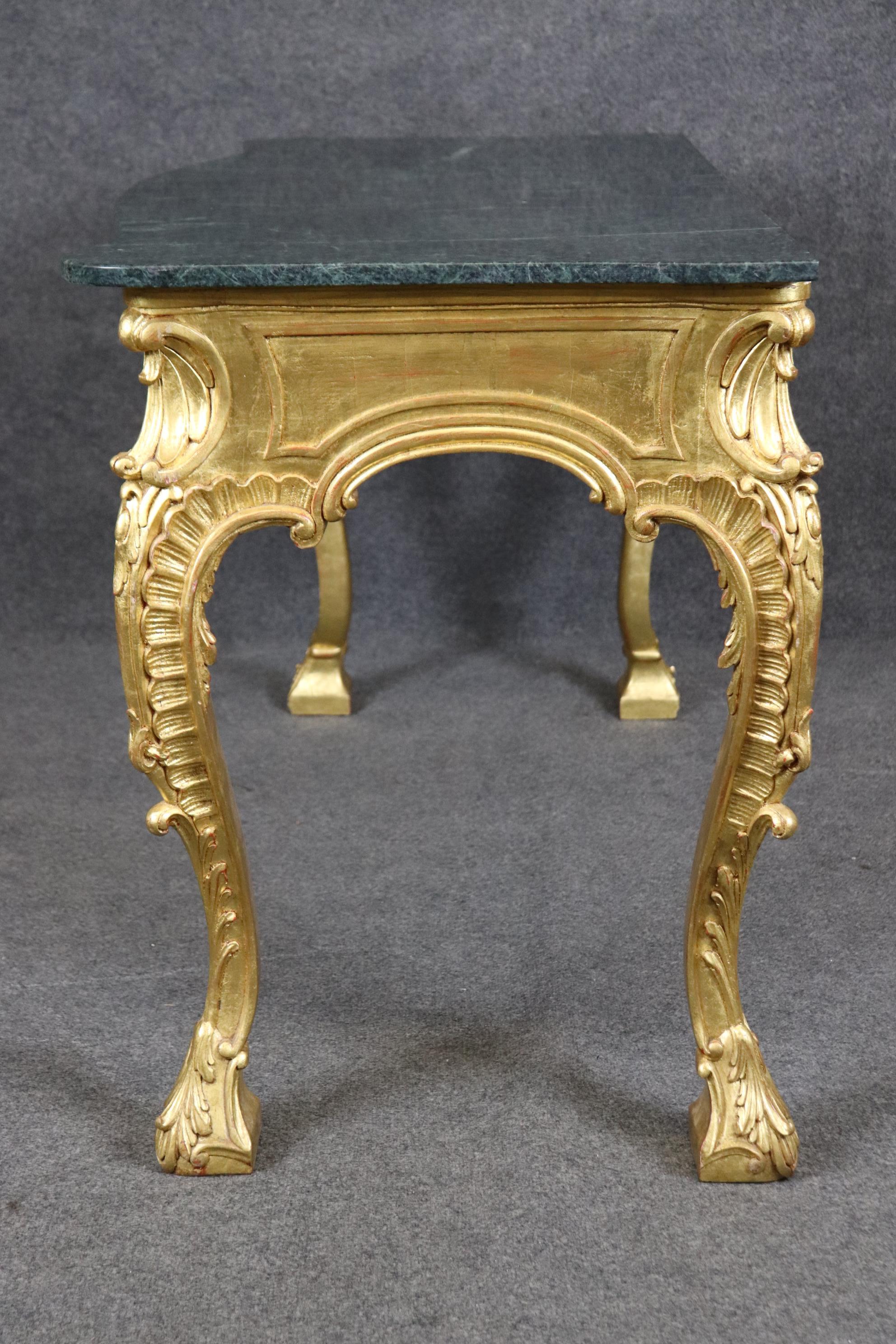 Contemporary Bright Gilded Georgian Carved Walnut Marble Top Console Serving Table  For Sale