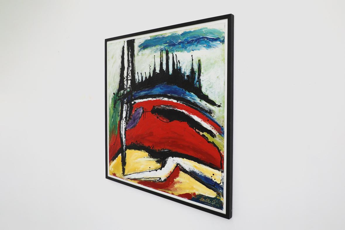 Pintura acrílica abstracta gráfica del artista holandés Jan van der Meulen, 2008 Moderno en venta