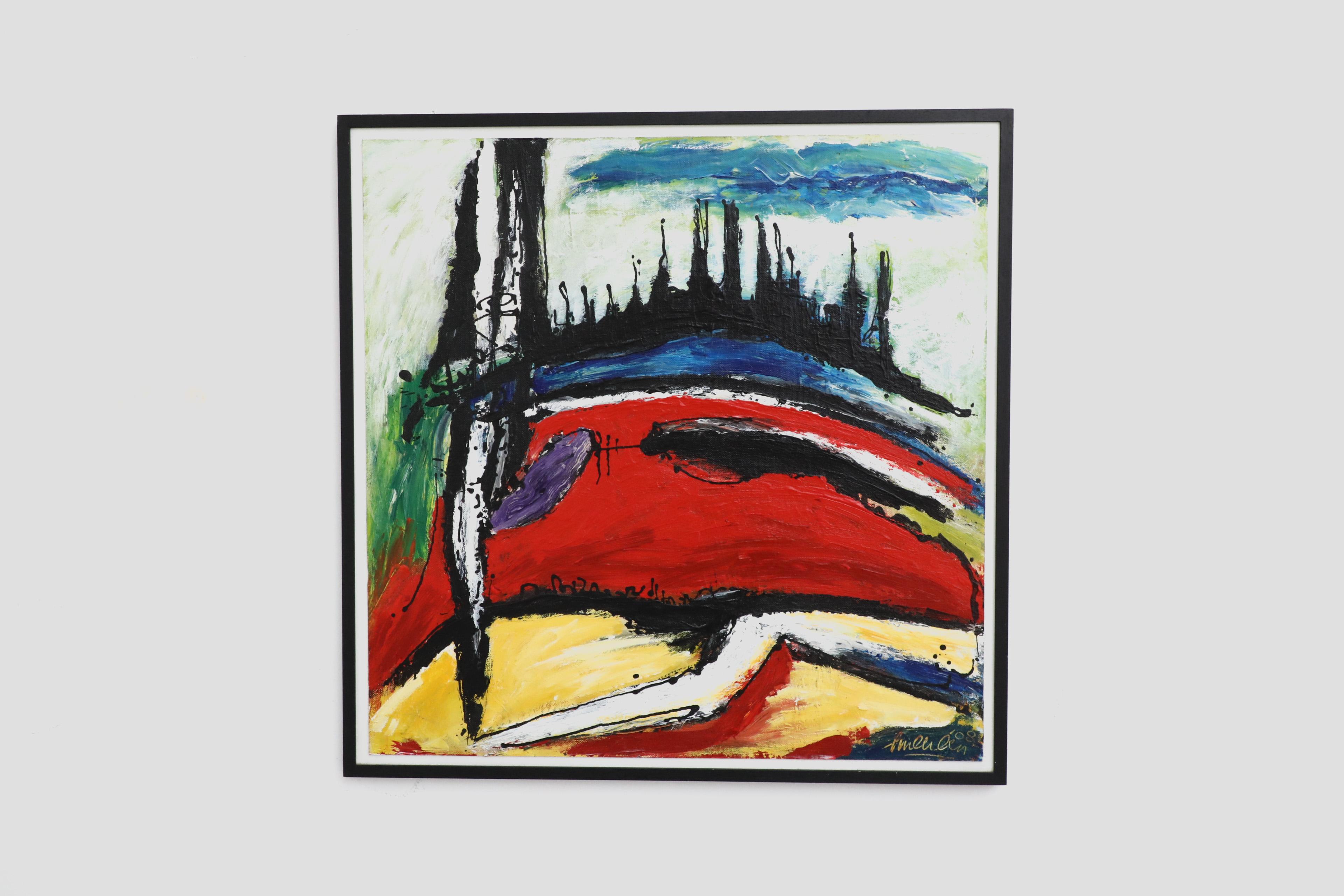 Pintura acrílica abstracta gráfica del artista holandés Jan van der Meulen, 2008 en venta 1