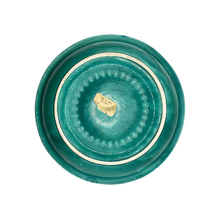 Mid-Century Modern Bright Green Mid Century Round Ceramic Ashtray or Catchall by Lane & Co.