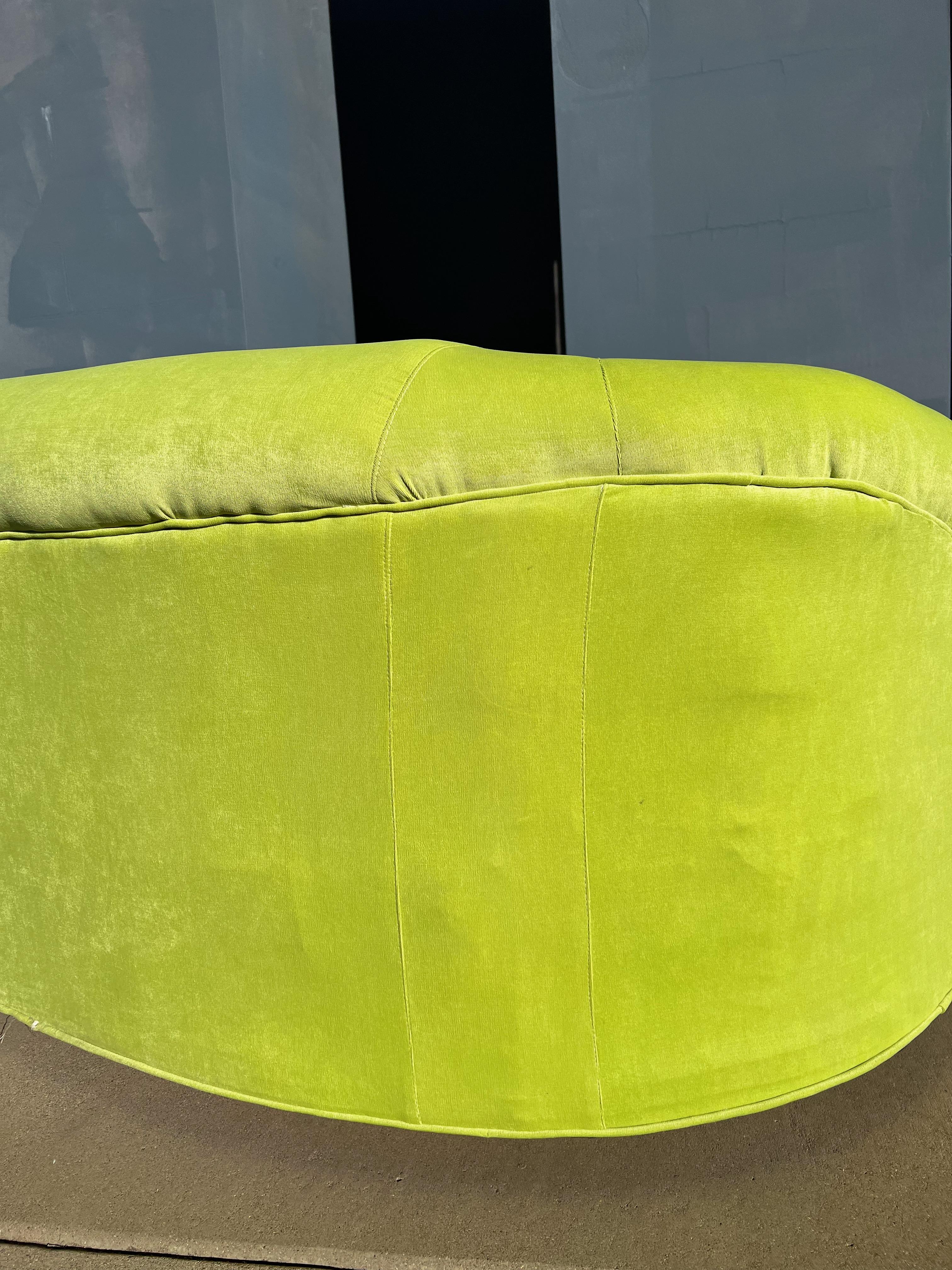 Post-Modern Bright Green Vintage Curved Sofa For Sale